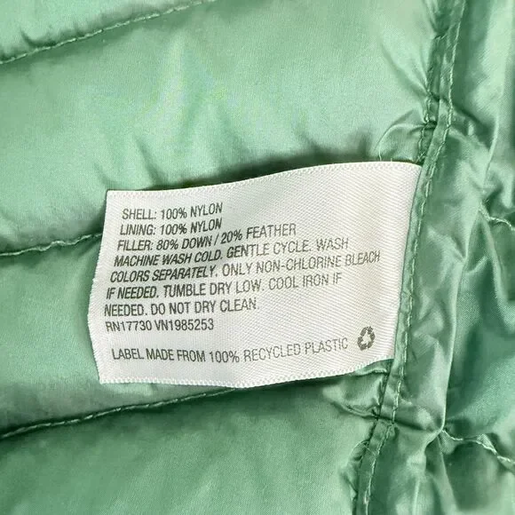 All In Motion Womens Extra Large Lightweight Packable Down Puffer Jacket Green - Picture 13 of 16